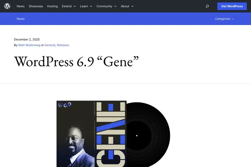 wordpress 6.9 Gene 